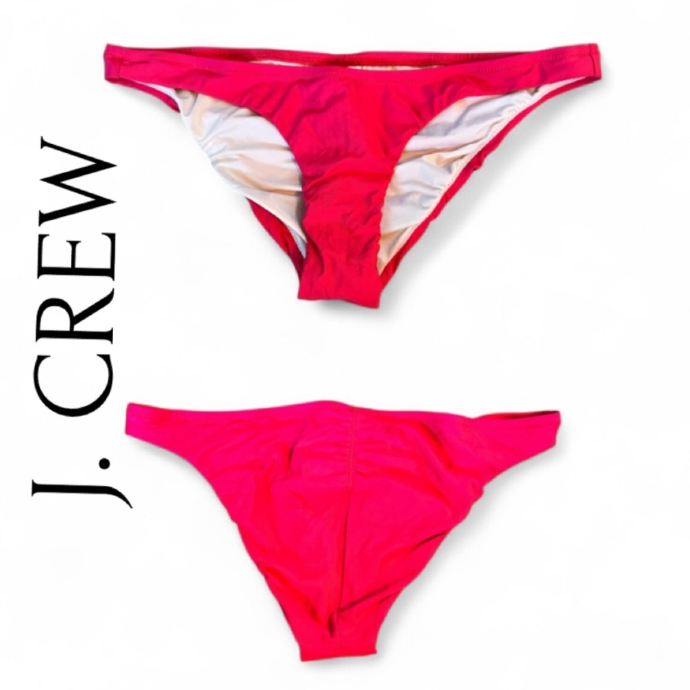 J. Crew Red Ruched Low Rider Bikini Bottoms Size Small Style G6181